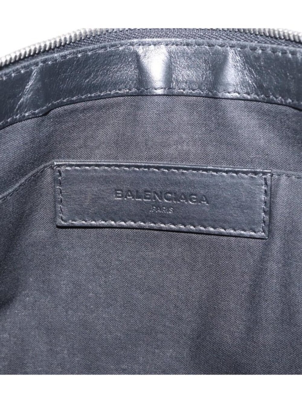 BALENCIAGA Navy clip M Clutch Bag Canvas Leather Beige Black 373834 - Picture 7 of 16